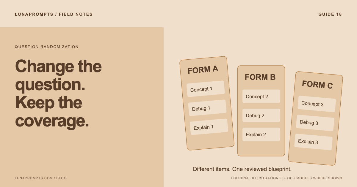 Question randomization: Different questions. The same skills to demonstrate.